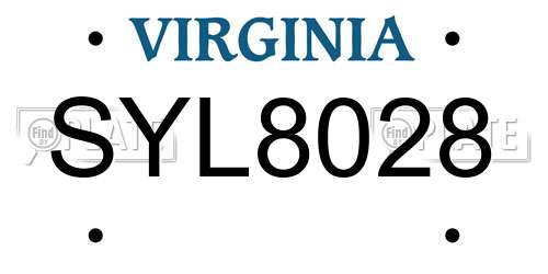 SYL8028 Virginia License Plate