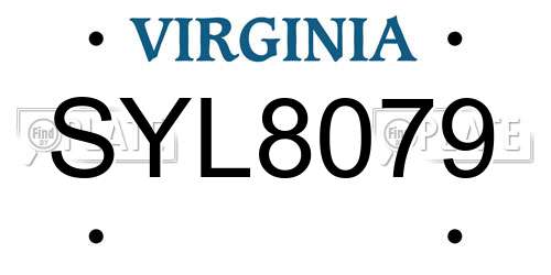 SYL8079 Virginia License Plate
