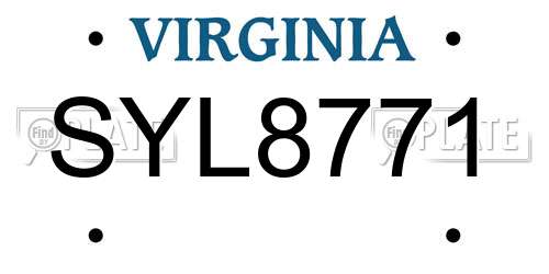 SYL8771 Virginia License Plate