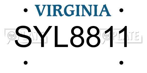 SYL8811 Virginia License Plate