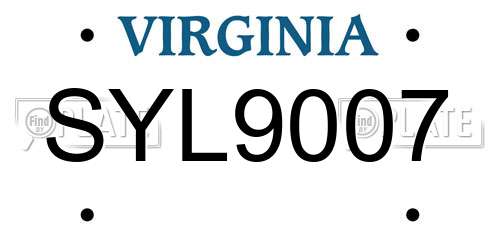 SYL9007 Virginia License Plate