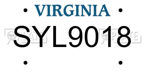 SYL9018 Virginia License Plate