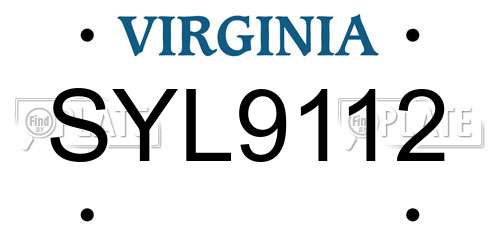 SYL9112 Virginia License Plate