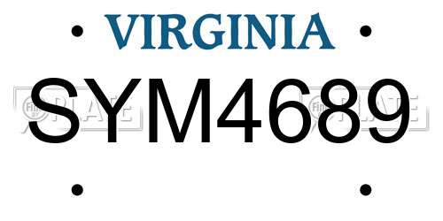 SYM4689 Virginia License Plate