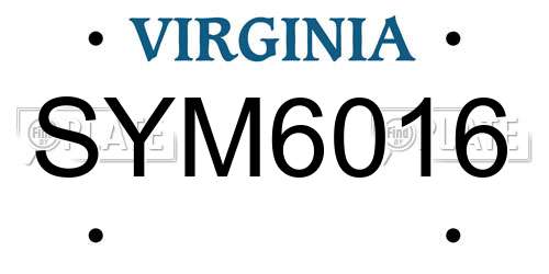 SYM6016 Virginia License Plate