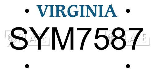 SYM7587 Virginia License Plate