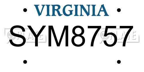 SYM8757 Virginia License Plate