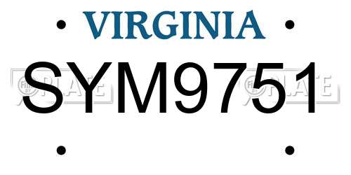 SYM9751 Virginia License Plate