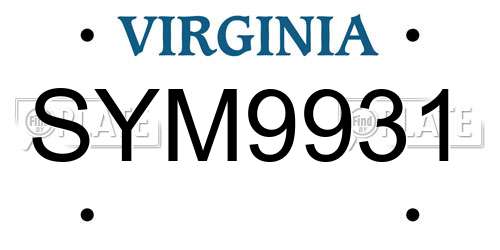 SYM9931 Virginia License Plate