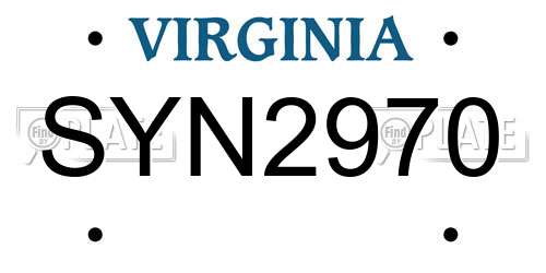 SYN2970 Virginia License Plate