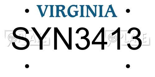 SYN3413 Virginia License Plate