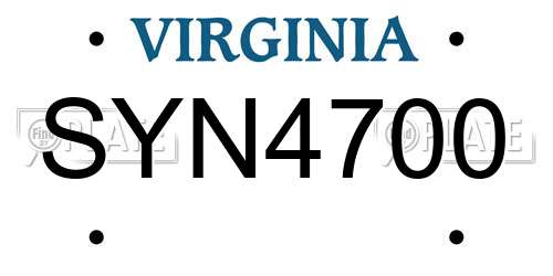 SYN4700 Virginia License Plate