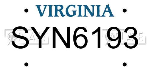 SYN6193 Virginia License Plate
