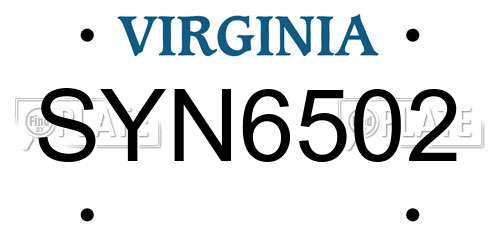SYN6502 Virginia License Plate