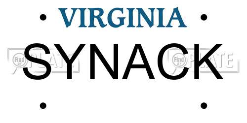 SYNACK Virginia License Plate