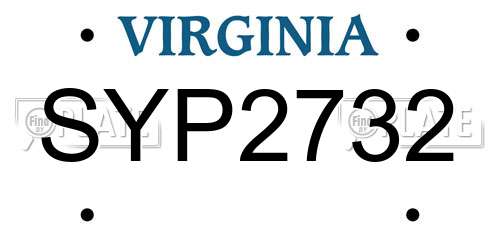 SYP2732 Virginia License Plate