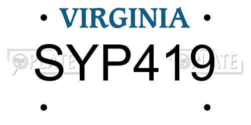 SYP419 Virginia License Plate