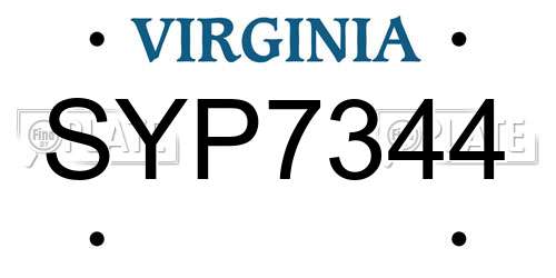 SYP7344 Virginia License Plate