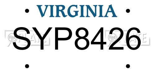 SYP8426 Virginia License Plate
