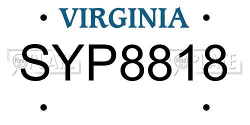 SYP8818 Virginia License Plate