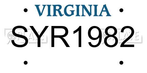 SYR1982 Virginia License Plate