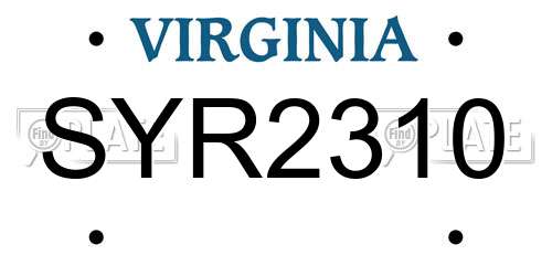 SYR2310 Virginia License Plate