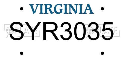 SYR3035 Virginia License Plate
