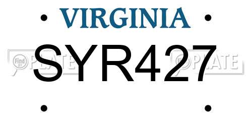 SYR427 Virginia License Plate