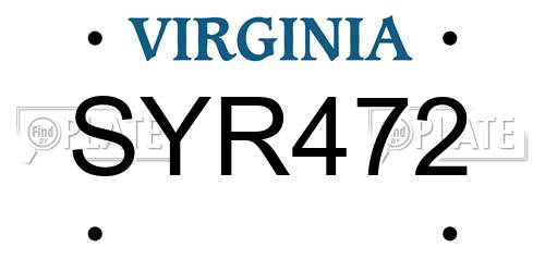 SYR472 Virginia License Plate
