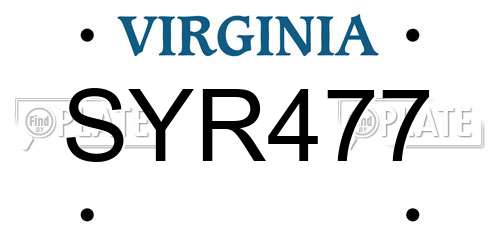 SYR477 Virginia License Plate