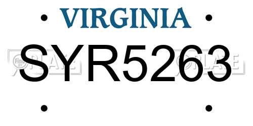 SYR5263 Virginia License Plate