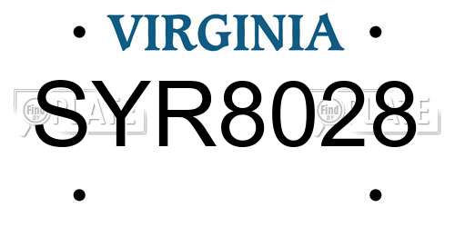 SYR8028 Virginia License Plate