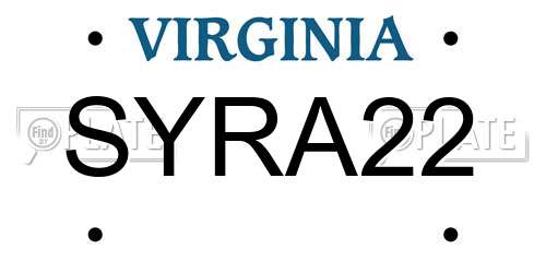 SYRA22 Virginia License Plate