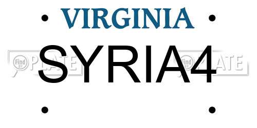 SYRIA4 Virginia License Plate