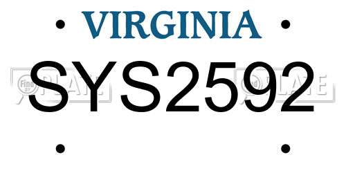 SYS2592 Virginia License Plate
