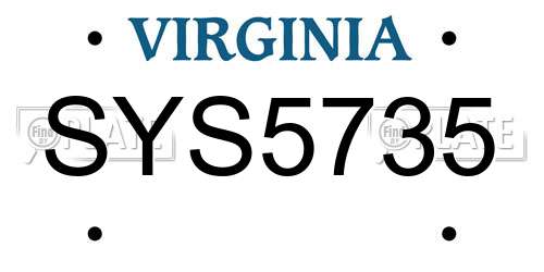 SYS5735 Virginia License Plate