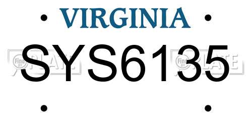 SYS6135 Virginia License Plate