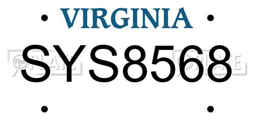 SYS8568 Virginia License Plate