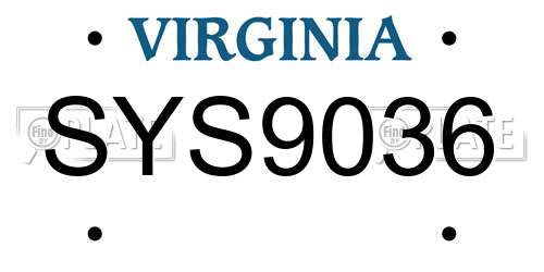 SYS9036 Virginia License Plate