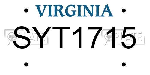 SYT1715 Virginia License Plate