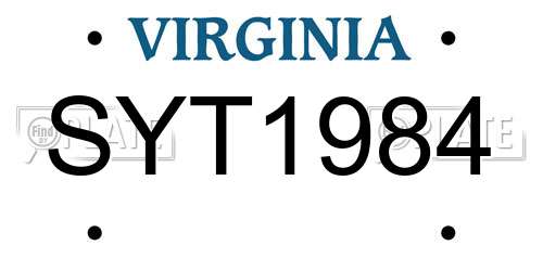 SYT1984 Virginia License Plate