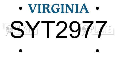 SYT2977 Virginia License Plate