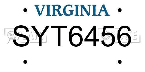 SYT6456 Virginia License Plate