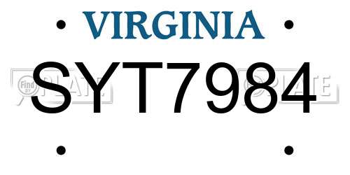 SYT7984 Virginia License Plate