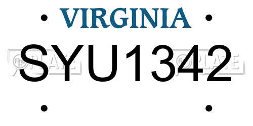 SYU1342 Virginia License Plate