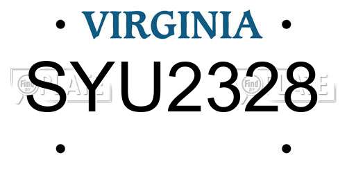 SYU2328 Virginia License Plate