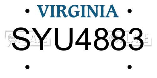 SYU4883 Virginia License Plate