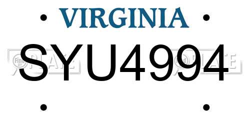 SYU4994 Virginia License Plate