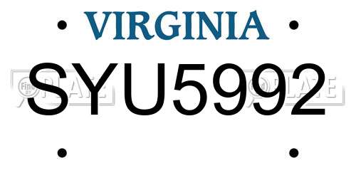 SYU5992 Virginia License Plate