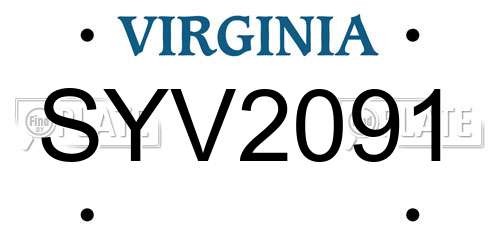 SYV2091 Virginia License Plate